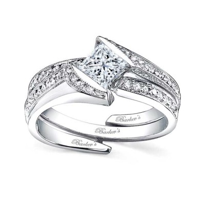 0.50 Carat Princess Cut Moissanite Pave Bridal Set