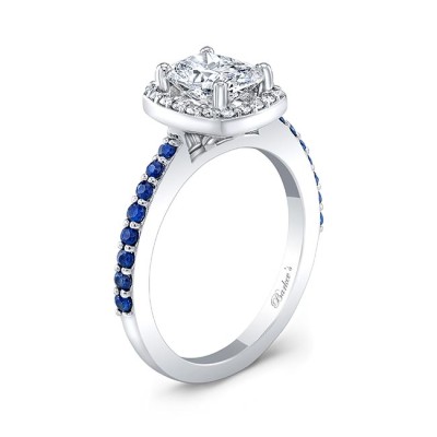 1 Carat Cushion Halo Sapphire And Diamond Engagement Ring