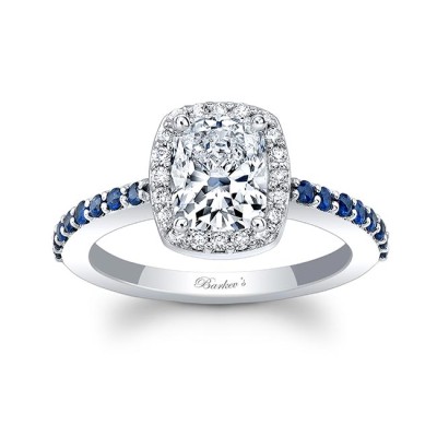 1 Carat Cushion Moissanite Halo Sapphire Engagement Ring