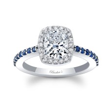 1 Carat Cushion Moissanite Halo Sapphire Engagement Ring
