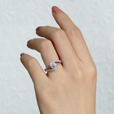 1 Carat Diamond And Pink Sapphire Ring