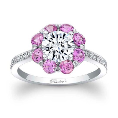 1 Carat Halo Pink Sapphire And Diamond Ring