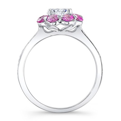1 Carat Halo Pink Sapphire And Diamond Ring