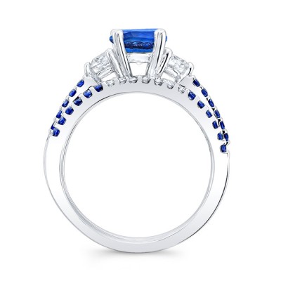 3 Stone Sapphire Wedding Ring Set