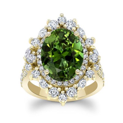 5 Carat Oval Green Tourmaline Ring