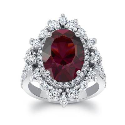 5 Carat Oval Rhodolite Ring