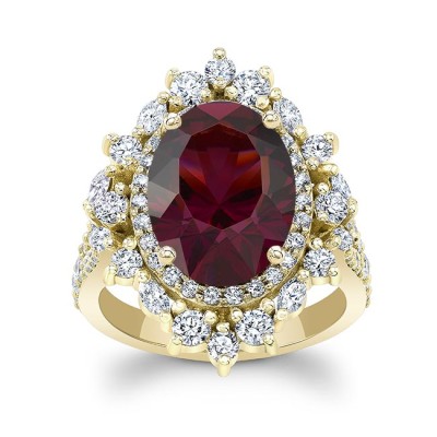 5 Carat Oval Rhodolite Ring