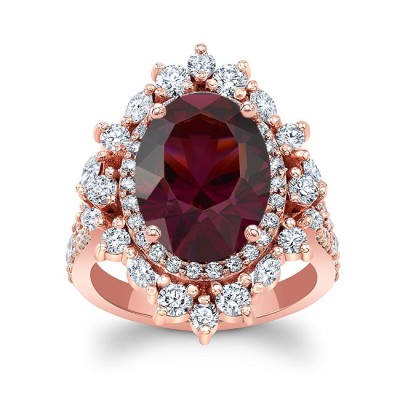 5 Carat Oval Rhodolite Ring