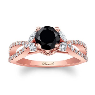 Black And White Diamond Leaf Ring