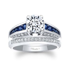 Channel Blue Sapphire Moissanite Wedding Ring Set