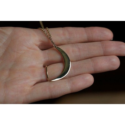 14k Gold Crescent Moon Necklace with Bohemian Stars

