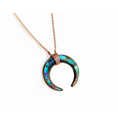 Abalone Shell Horn & Diamond Necklace
