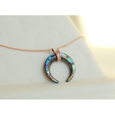Abalone Shell Horn & Diamond Necklace
