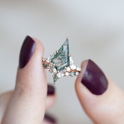 Abigail Kite Moss Agate and Diamond Set
