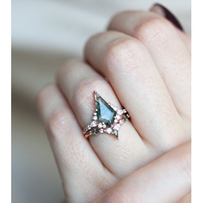 Abigail Kite Moss Agate and Diamond Set
