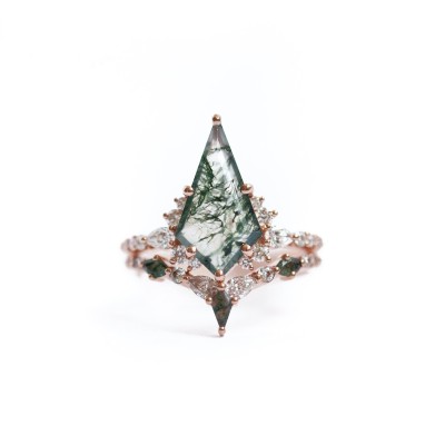 Abigail Kite Moss Agate and Diamond Set
