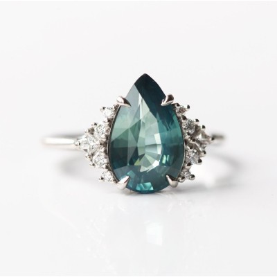 Adalyn Teal Sapphire Diamond Ring
