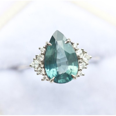 Adalyn Teal Sapphire Diamond Ring
