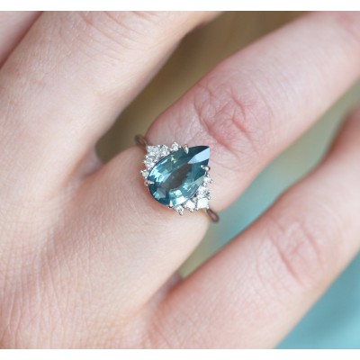 Adalyn Teal Sapphire Diamond Ring
