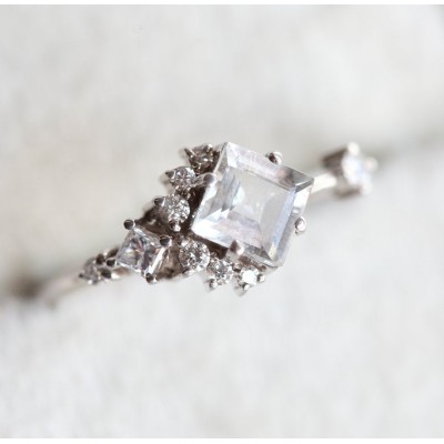 Aimee White Sapphire Diamond Cluster Ring
