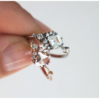 Aimee White Sapphire Diamond Cluster Ring
