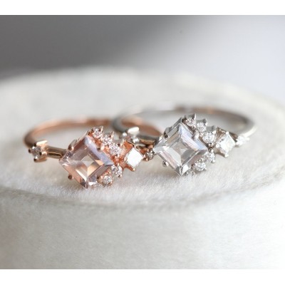 Aimee White Sapphire Diamond Cluster Ring
