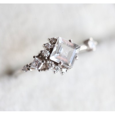Aimee White Sapphire Diamond Cluster Ring
