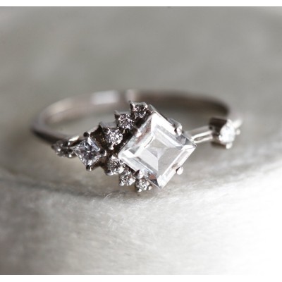 Aimee White Sapphire Diamond Cluster Ring
