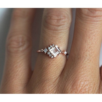 Aimee White Sapphire Diamond Cluster Ring
