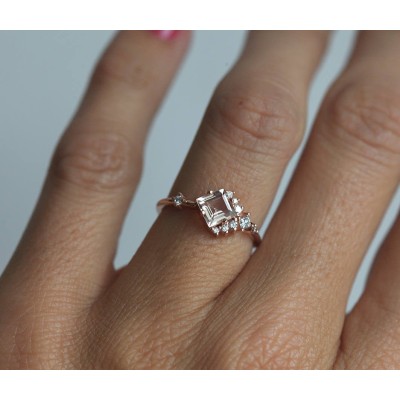 Aimee White Sapphire Diamond Cluster Ring
