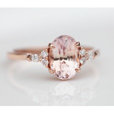 Alessandra Peach Sapphire Diamond Ring