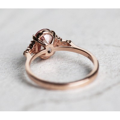 Alessandra Peach Sapphire Diamond Ring
