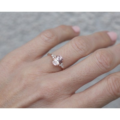 Alessandra Peach Sapphire Diamond Ring

