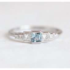 Aletta Teal Sapphire Diamond Ring