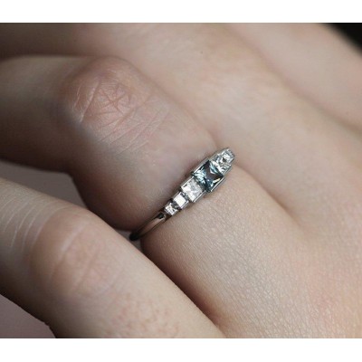 Aletta Teal Sapphire Diamond Ring

