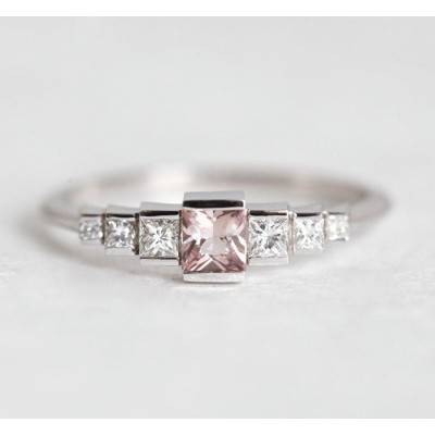 Aletta Teal Sapphire Diamond Ring
