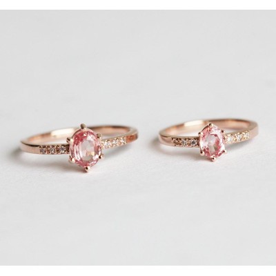 Alex Peach Sapphire Diamond Ring
