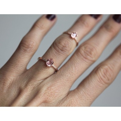 Alex Peach Sapphire Diamond Ring
