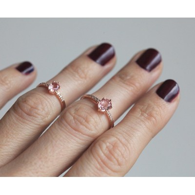 Alex Peach Sapphire Diamond Ring
