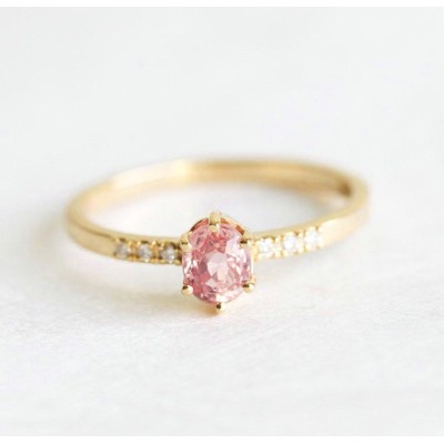 Alex Peach Sapphire Diamond Ring
