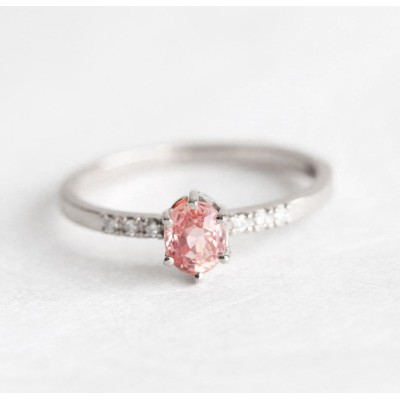 Alex Peach Sapphire Diamond Ring
