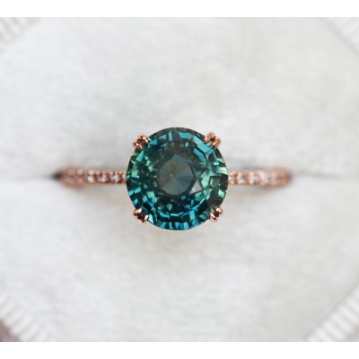 Anita Teal Sapphire Diamond Ring
