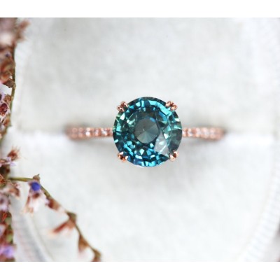 Anita Teal Sapphire Diamond Ring
