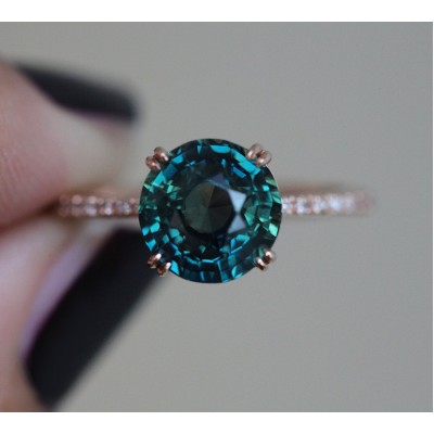 Anita Teal Sapphire Diamond Ring
