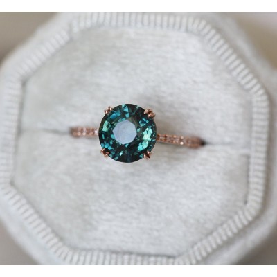 Anita Teal Sapphire Diamond Ring
