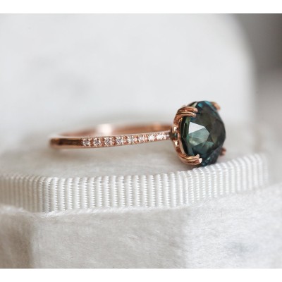 Anita Teal Sapphire Diamond Ring
