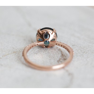 Anita Teal Sapphire Diamond Ring
