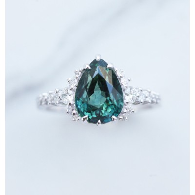 Annalise Teal Sapphire Diamond Ring
