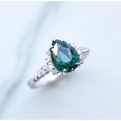 Annalise Teal Sapphire Diamond Ring
