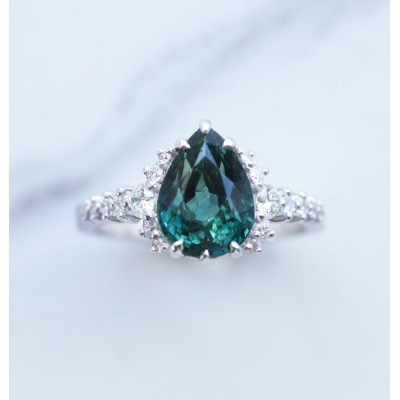 Annalise Teal Sapphire Diamond Ring
